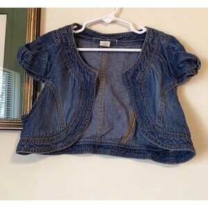 Vintage 2000s Little Girls Bow Sleeve Denim Vest Size Small